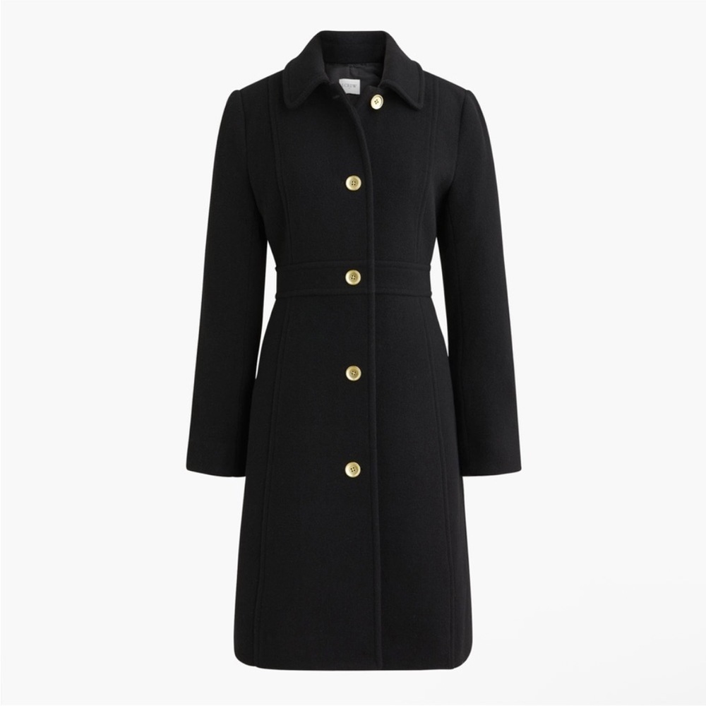 NWOT J. Crew Black Wool-blend lady day coat peacoat size 8 petite - Picture 3 of 7
